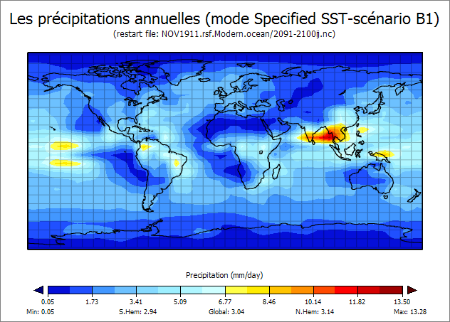 Carte des précipitations - mode specified SST/NOV1910.rsf.Modern.ocean