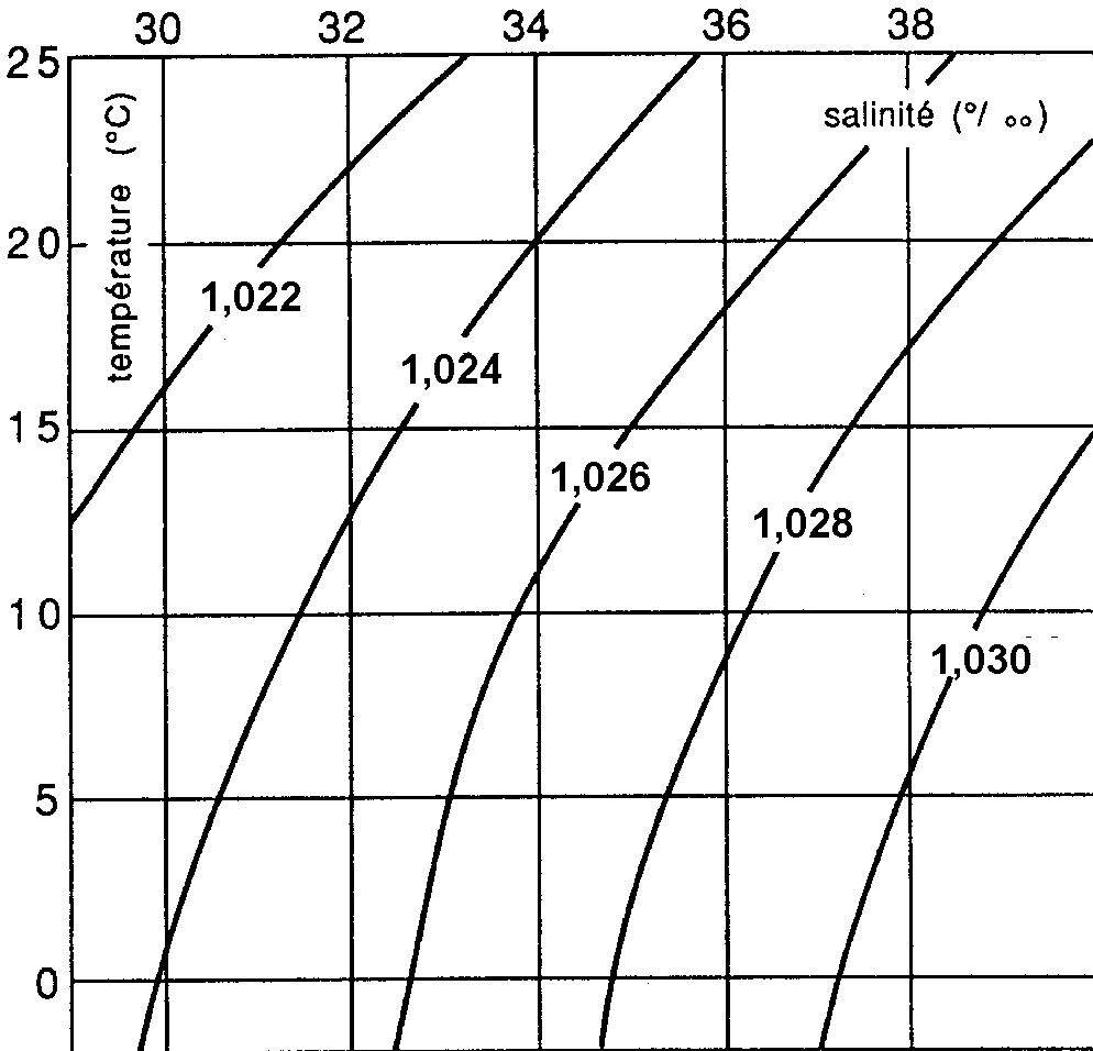 relation salinité température densité