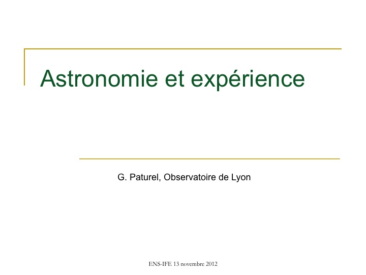 Titre de la conférence de Georges Paturel