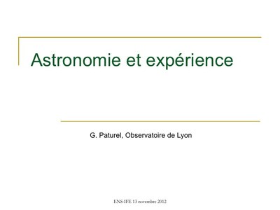 Titre de la conférence de Georges Paturel