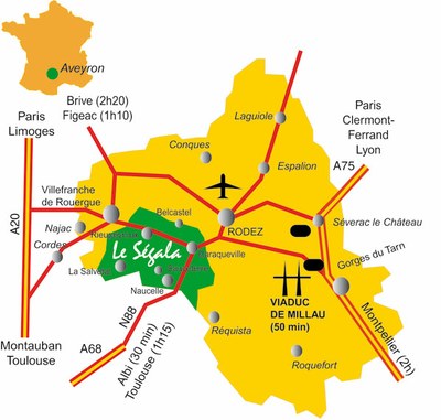 carte de la région du Ségala