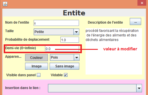 paramètre entité x