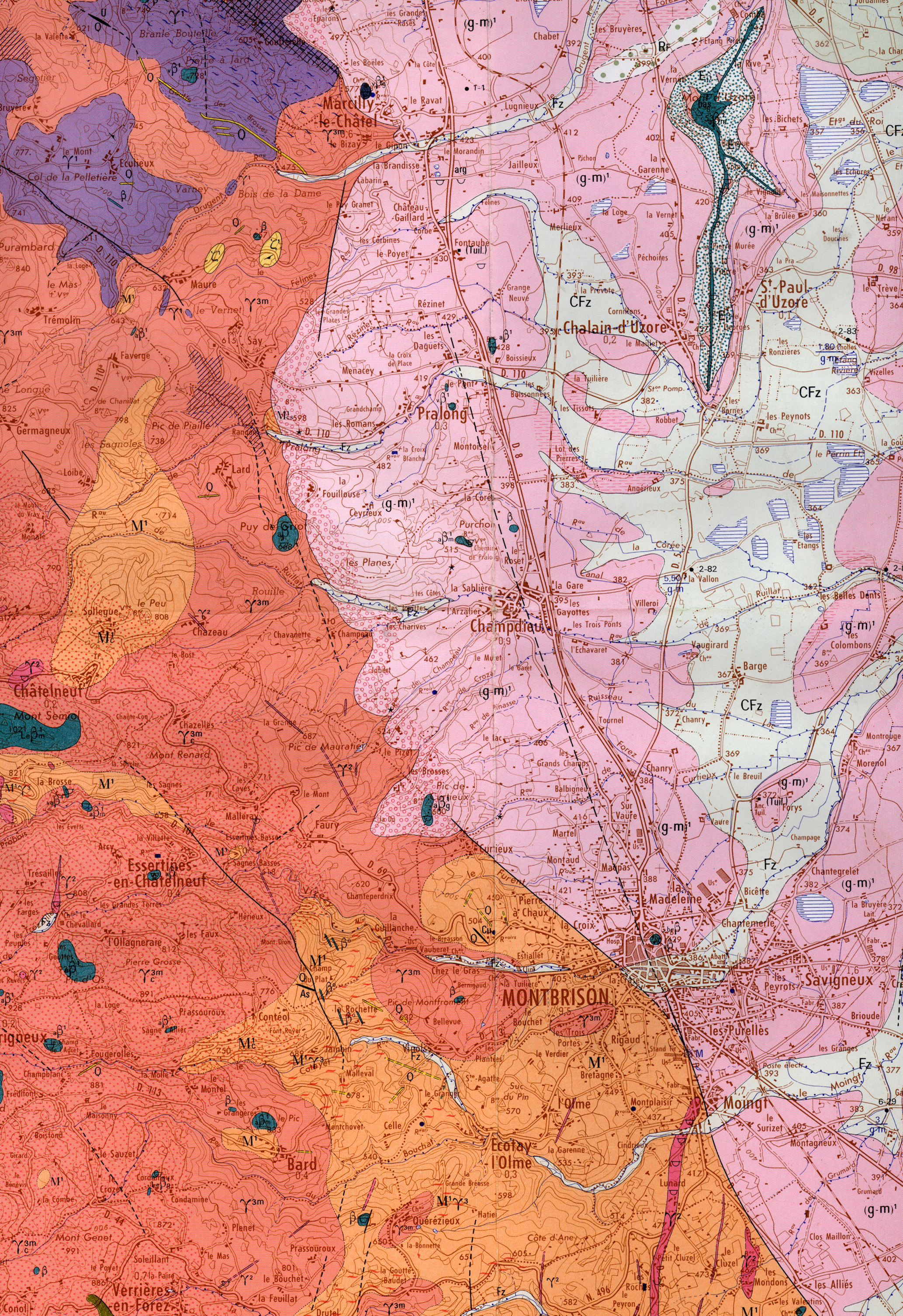 Carte géologique de Montbrison